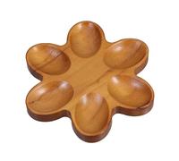 Zerodeko Wooden 6 Eggs Tray Egg Holder with Six-petal Flower Shape Easy to Clean and Versatile Use Brown Rustic for Kitchen Countertop Or Refrigerator