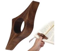 Zerodeko Wooden Book Page Holder Thumb Bookmark with Curved Walnut Finish Portable Reading Ring Page Spreader for Book Lovers for Reading Accessories