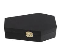 Zerodeko Wooden Coffin Shaped Pet Urn with Fliptop Lid, Multi-purpose Gothic Jewelry Box for Pet Ashes, Black Handcarved Design for Halloween Parties and Keepsake Storage