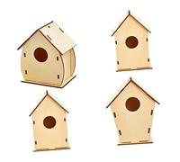 Zerodeko Wooden House Toy Set Handmade Log Cabin Diy Christmas Decorative Toys 4pcs Creative Plaything for Boys and Girls