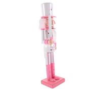 Zerodeko Wooden Nutcracker Soldier Christmas Decoration Pink Festive Nutcracker Figure for Xmas Desktop Decor with Wear Resistant Texture for Home Hotel Restaurant Display