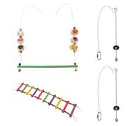 Zerodeko Wooden Parrot Swing Ladder Bird Cage Accessory and Bird Treat Skewer Set 4pcs for Serving Fruits and Vegetables and Chewing Fun for Chickens and Parrots