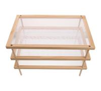 Zerodeko Wooden Pasta Drying Rack with 3 Tier Multiple Layers and Sturdy Support, Rectangular Space-Saving Dehydrating Rack with Safe Rounded Edge for Kitchen Countertop and Small Homes