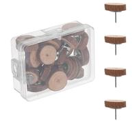 Zerodeko Wooden Push Pins Thumb Tacks Easy Installation with Steel Wire 20pcs Multifunctional Use for Craft Projects, Minimalist Design with Storage Box for Cork Board and Bulletin Boards