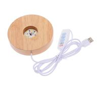 Zerodeko Wooden round Light Base for DIY Projects and Home Use with Three-color LED Light Switching Stable Support and 10cm Diameter Display Stand