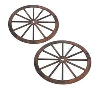 Zerodeko Wooden Wagon Wheel with Easy Installation 2pcs Wall Hanging Decoration Vintage Rustic Brown Wooden Cartwheel and Natural Aesthetic for Interior Themes and Background Wall