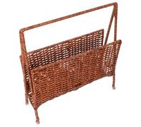 Zerodeko Woven Magazine Holder Basket with Sturdy Pe Construction and Easy Maintenance, Natural Brown Rattan Style Storage Organizer for Living Room and Bathroom, Farmhouse Decorative Piece
