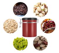Zerodis 1.5L Airtight Stainless Steel Coffee Container Food Storage Canister for Coffee Beans Grounds Tea Dry Goods with Built-in Calendar Wine Red