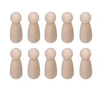 Zerodis 10 Pcs Wooden Peg Dolls, Unfinished Doll Bodies Polished Smooth Hardwood People Statue Learning Educational Toys for Cake Topper Home Decoration Art Supply (Female Puppet)
