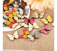 Zerodis 100PCS Wooden Buttons Shaped DIY Craft Buttons Sewing for Clothing Fabric Decoration Scrapbooking Card Making with Mixed Color (21 * 27MM)