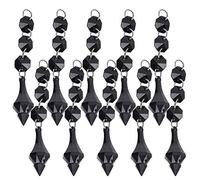 Zerodis 10Pcs Black Crystal Chandelier Pendants, Acrylic Irregular Beads Chain with Hanging Hooks, DIY Suncatcher Prisms for Window Garden Christmas Tree Home Decor