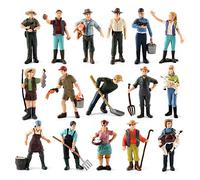 Zerodis 16pcs Farm Figures, Miniature Farmer Figurines Pretend Farm Figure Farm Toy Set for Kids Gift
