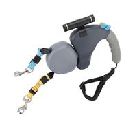 Zerodis 2 Dog Retractable Leash, 360 Rotation Double Headed Dog Leash with LED Light 3 Meters for Running Walking Hiking (Grey)