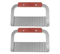 Zerodis 2Pcs Cutter, Crinkle Cutting Tools Stainless Steel Wavy Wooden Handle Kitchen Accessory for Garnish Potato Vegetable Cake