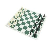 Zerodis 32 Piece Travel Chess Set PS Plastic with PU Leather Mat and Storage Bag, Portable Board Game for Family Camping Adults, Non Slip Lightweight Tournament Set