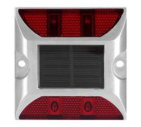 Zerodis 4 LED Aluminum Alloy Solar Powered Road Step Lamp Outdoor Square Waterproof Driveway Pathway Light (Red)