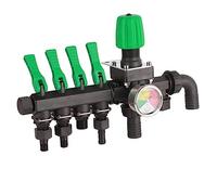 Zerodis 4 Way Water Splitter, Agricultural Sprayer Control Valve with On Off Valve, ABS Material Rust Proof Resistant, for Animal Husbandry Aquaculture