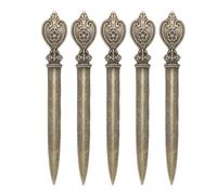 Zerodis 5Pcs Letter Opener, Zinc Alloy Retro Beaded Envelope Slitter Hand Mail Opening with Flowre Pattern Safe Pointed Tip Office Supplies for Home Shcool