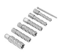 Zerodis 7Pcs Annular Cutter, 3 Flute YW2 Cemented Carbide Steel Spiral Flute Easy Install Mag Drill Bits Kit for Magnetic Drill Press