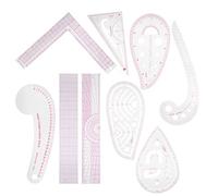 Zerodis 9pcs Multi Purpose Clothing Ruler Set, Lightweight PVC Tailor Tool with Clear Red Scale Line, for Drawing Cutting and Template Making