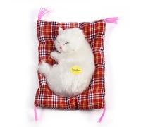 Zerodis Adorable Sleeping Cat with Soft Mat Bed and Simulated Sound, Stuffed Plush Toys for Preschool Boys and Girls(White)