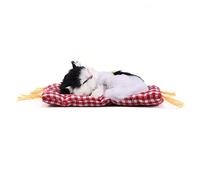 Zerodis Adorable Sleeping Cat with Soft Mat Bed and Simulated Sound, Stuffed Plush Toys Most Popular for Preschool Boys and Girls(Black + White)