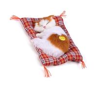 Zerodis Adorable Sleeping Cat with Soft Mat Bed and Simulated Sound, Stuffed Plush Toys Most Popular for Preschool Boys and Girls(Yellow + White)