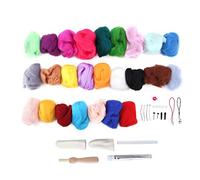 Zerodis Beginner Felt Woolen Kit - 25 Traveling Wool Colors for The Needle Sheet and Wet Felt - Craftsmanship Complete with Tools to Make Carpets, Dolls and Key Chains