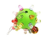 Zerodis Bird Chew Toy, Ball Hanging with Bell Foraging Cage Accessory for Cockatiel African Grey Macaw Small Medium Parrots (Green)