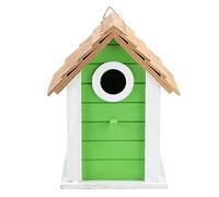 Zerodis Bird House Wooden Bird Box Candlenut Cage 18 X 14 X 12 Cm Resting Space Texture Decorative Garden Balcony for Parrots and Pet Birds