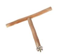 Zerodis Bird Perch, Rough Appearance Simply Grasping Chewing Wood T Shape Bird Toys Relax and Decompression Wooden Parrot Perch for Bird Cage
