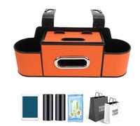 Zerodis Car Headrest Backseat Organizer, High Capacity Back Seat Storage Box with Cup Holder for Phone Snacks Drinks Handbag (Energy Orange)