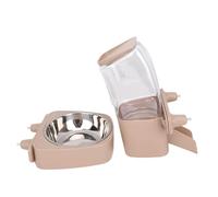 Zerodis Cat Daily Goods Space Saving Plastic Pet Feeder with Large Capacity for Cats and Dogs for Cages Hanging Food Dispenser Guinea Pig Cages (Brown)