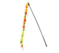 Zerodis Cat Daily Goods Wand Interactive Cat Toy with Bell and Soft Plush for Kittens and Small Cats Wand Toy Teaser (Orange)