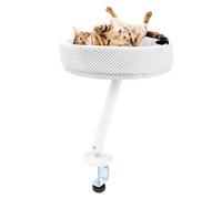 Zerodis Cat Desk Bed,Stable Frame Adjustable Clamp Soft Plush Kitty Desk Rest Bed Perch Mounted Cat Indoor Game Island Table for Home Office
