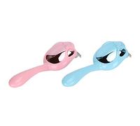 Zerodis Cat Hair Shell Comb Deshedding Dematting Brush Semi-Circular Arc Comb with Soft Plastic Claw Teeth for Cats and Small Dogs (Pink Blue)