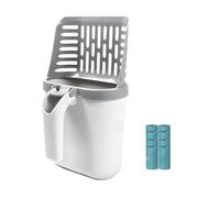 Zerodis Cat Litter Scoop with Bag,Easy Cleanup Deep Corners Detachable Cat Litter Sifting Shovel with Small Waste Bags Integrated Poop Waste Bag Holder for One (with Baffle and 8 Rolls Garbage Bags)