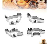 Zerodis Cookie Cutters Baking Molds 4 Pcs Animal Baking Cutter Mold with Easy Release Design for Cake Pastry DIY Stainless Steel Dinosaur Cookie Cutter Set Stainless Steel Dinosaur