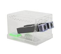 Zerodis Cricket Keeper Cricket Care Acrylic Reptile Observation Box with Removable Lid and Feeding Tub for Spiders Scorpions Frogs (L)