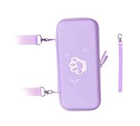 Zerodis Cute Cat Carrying Case, Professional PU Leather Large Capacity Hard Shell Protective Case with Shoulder Strap, Hand Rope for Game Console Accessories (Lavender Purple)