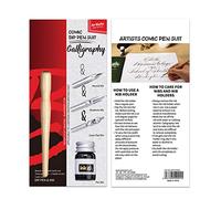 Zerodis Dip Pen Set, Wooden Holder and Ink Calligraphy Kit with 3 Nibs for Writing and Painting Beginners (As Shown)