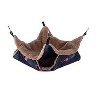Zerodis Do Pet DoubleLayer Warm Hammock, Hanging Squirrel Sleeping Bag Soft Cozy Breathable Reversible Bunkbed Plush Lining Climbing Resting Platform for Hamster Guinea Pig Ferret (S Bird)