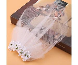 Zerodis Dog Apparel Wedding Veil Elegant Flower Design Soft Yarn For Small Dogs At Weddings And Parties Bride Costume Pet (L)