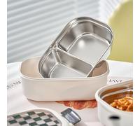 Zerodis Efficient Heat Preservation, 2 Compartment Airtight Food Storage Container with Stainless Steel Interlayer for School Office Use (Grid)