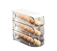 Zerodis Egg Holder for Fridge, Stackable Automatic Rolling Egg Container for Refrigerator, Large Capacity Freshness Plastic Box Organizer for Cupboards (White)