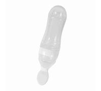 Zerodis Feeding Bottle, 90mL Silicone BPA-Free Vented Baby Bottle with Silicone Feeder & Squeeze Spoon (White)