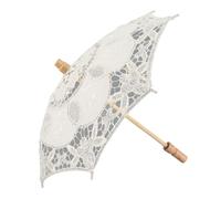 Zerodis Festivals Lace Cotton Parasol Elegant Wedding Photography Accessory For Brides And Events Bridal Umbrella Handmade (Beige trumpet)