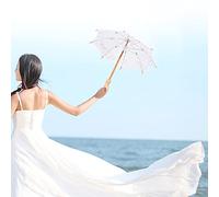 Zerodis Festivals Lace Cotton Parasol Elegant Wedding Photography Accessory For Brides And Events Bridal Umbrella Handmade (Milk white trumpet)