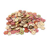 Zerodis Flower Buttons, Cute Wooden Craft Buttons for DIY Projects, Durable and Colorful Wooden Flower for Sewing and Crafting (Random Style)