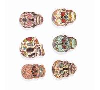 Zerodis Garment Accessories Unique Design Colorful Handmade Art Buttons for Crafts and Sewing Projects 2 Inch Wooden Button Accessories 50Pcs Wooden Skull (Mixed Style 1)
